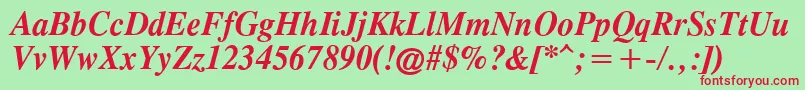 TimesCgAttBoldItalic-Schriftart – Rote Schriften auf grünem Hintergrund