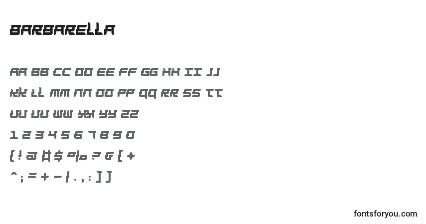 Шрифт Barbarella – алфавит, цифры, специальные символы