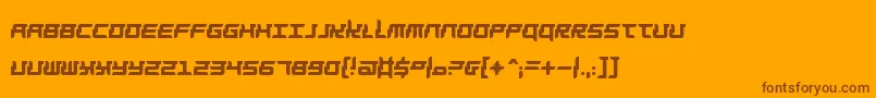 Barbarella-Schriftart – Braune Schriften auf orangefarbenem Hintergrund