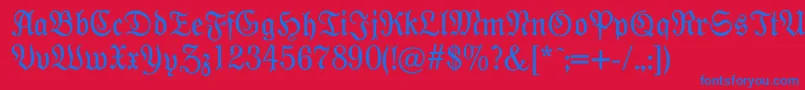 Modernefraktur Font – Blue Fonts on Red Background