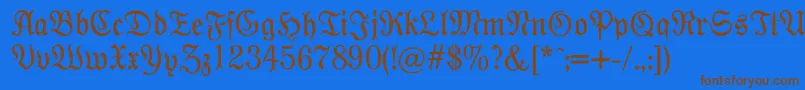 Modernefraktur Font – Brown Fonts on Blue Background