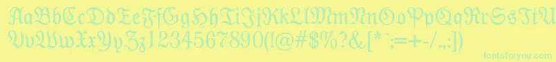 Modernefraktur Font – Green Fonts on Yellow Background