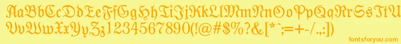 Modernefraktur Font – Orange Fonts on Yellow Background