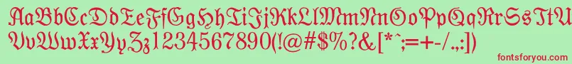 Modernefraktur Font – Red Fonts on Green Background