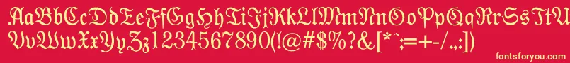 Modernefraktur Font – Yellow Fonts on Red Background