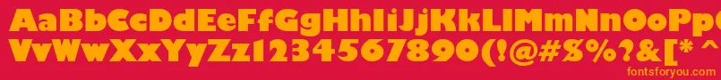 フォントHumanist521cultraboldbt – 赤い背景にオレンジの文字