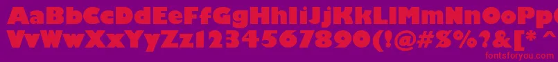 Humanist521cultraboldbt-fontti – punaiset fontit violetilla taustalla