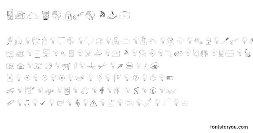 A fonte Sketchicons – alfabeto, números, caracteres especiais