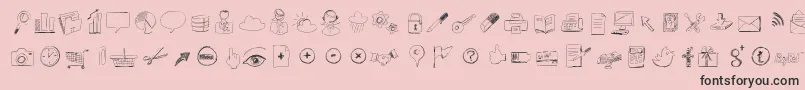 Sketchicons-Schriftart – Schwarze Schriften auf rosa Hintergrund