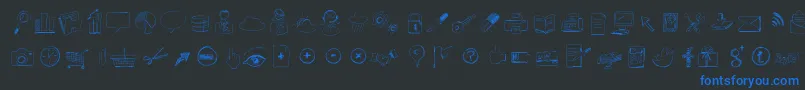 Sketchicons-Schriftart – Blaue Schriften auf schwarzem Hintergrund