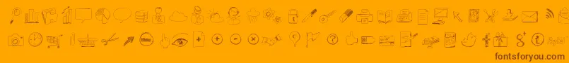 Sketchicons Font – Brown Fonts on Orange Background