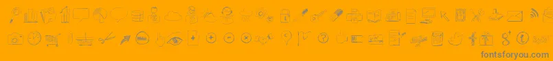 Sketchicons-Schriftart – Graue Schriften auf orangefarbenem Hintergrund