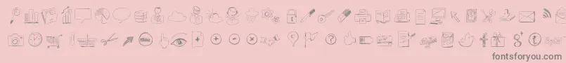 Sketchicons-Schriftart – Graue Schriften auf rosa Hintergrund