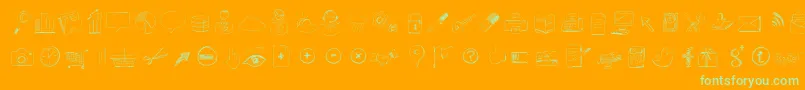 Sketchicons-Schriftart – Grüne Schriften auf orangefarbenem Hintergrund