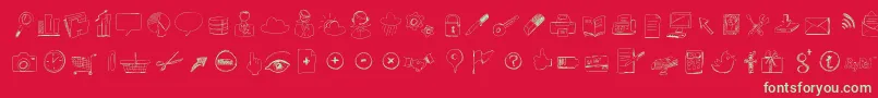 Sketchicons-Schriftart – Grüne Schriften auf rotem Hintergrund