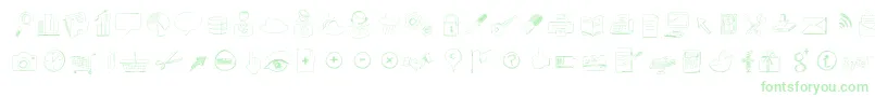 Sketchicons-Schriftart – Grüne Schriften auf weißem Hintergrund