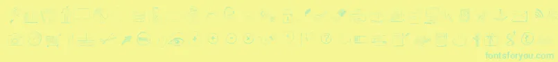 Sketchicons-Schriftart – Grüne Schriften auf gelbem Hintergrund