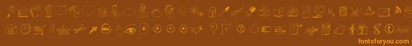 Sketchicons Font – Orange Fonts on Brown Background