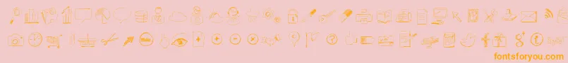 Sketchicons-fontti – oranssit fontit vaaleanpunaisella taustalla
