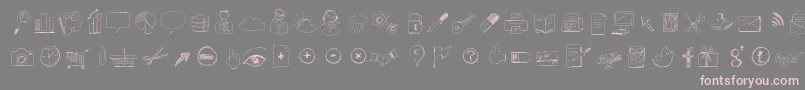 Sketchicons-Schriftart – Rosa Schriften auf grauem Hintergrund