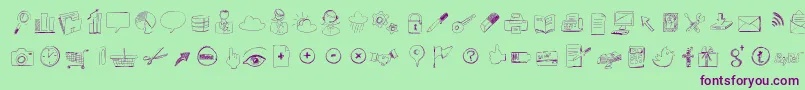 Sketchicons Font – Purple Fonts on Green Background
