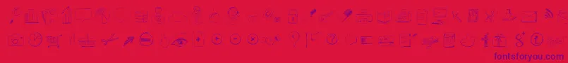 Sketchicons-Schriftart – Violette Schriften auf rotem Hintergrund