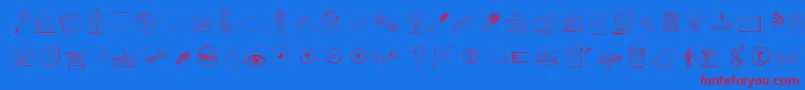 Sketchicons-Schriftart – Rote Schriften auf blauem Hintergrund