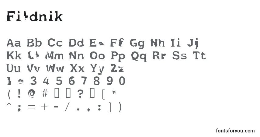 Шрифт Fildnik – алфавит, цифры, специальные символы