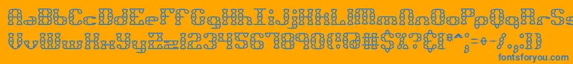 BrassKnuckleStarBrk-Schriftart – Blaue Schriften auf orangefarbenem Hintergrund