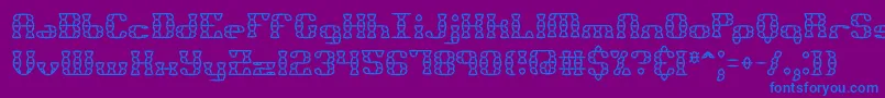 BrassKnuckleStarBrk-Schriftart – Blaue Schriften auf violettem Hintergrund