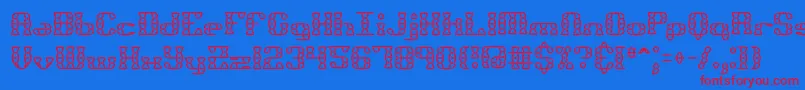 BrassKnuckleStarBrk-Schriftart – Rote Schriften auf blauem Hintergrund