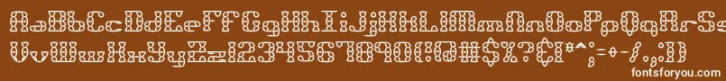 Weitere Informationen zur BrassKnuckleStarBrk-Schriftart BrassKnuckleStarBrk-Schriftart – Weiße Schriften auf braunem Hintergrund
