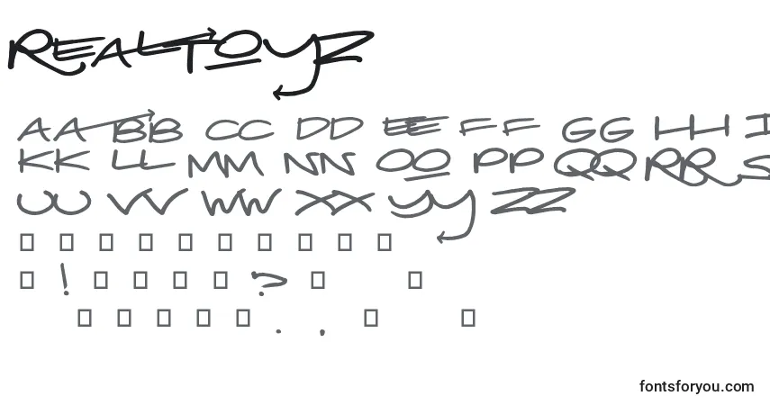 Schriftart RealToyz – Alphabet, Zahlen, spezielle Symbole