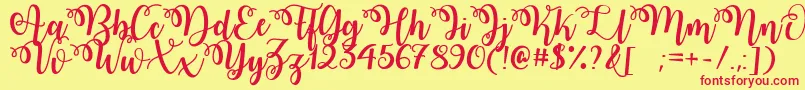 WatermelonScriptDemo Font – Red Fonts on Yellow Background