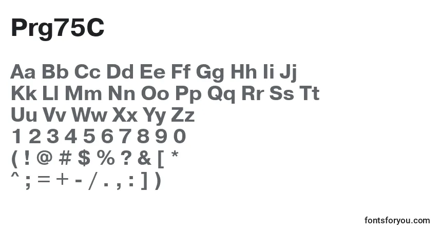 Prg75C-fontti – aakkoset, numerot, erikoismerkit