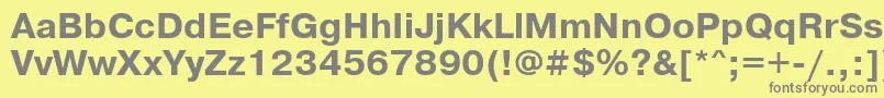 フォントPrg75C – 黄色の背景に灰色の文字