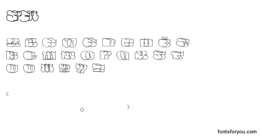 Czcionka Spew – alfabet, cyfry, specjalne znaki