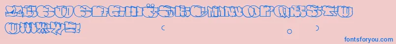 Spew Font – Blue Fonts on Pink Background