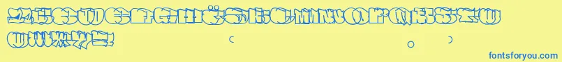 Spew Font – Blue Fonts on Yellow Background