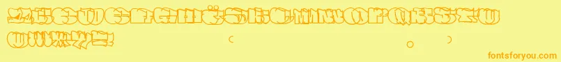 Spew Font – Orange Fonts on Yellow Background
