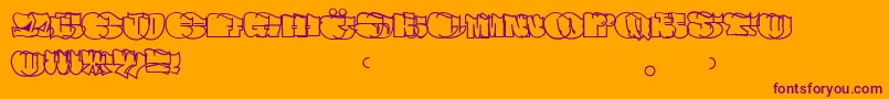 Spew Font – Purple Fonts on Orange Background
