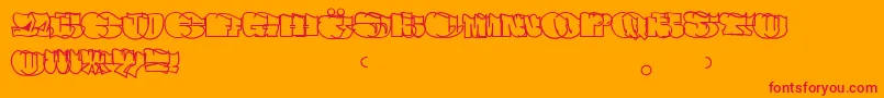 Spew Font – Red Fonts on Orange Background