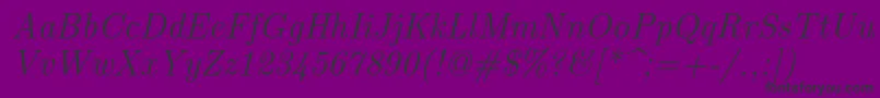 Lmroman12Italic-Schriftart – Schwarze Schriften auf violettem Hintergrund