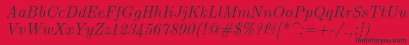 Lmroman12Italic Font – Black Fonts on Red Background