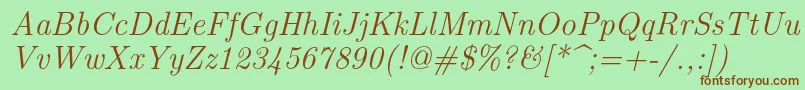 Lmroman12Italic Font – Brown Fonts on Green Background