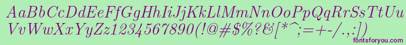 Lmroman12Italic Font – Purple Fonts on Green Background