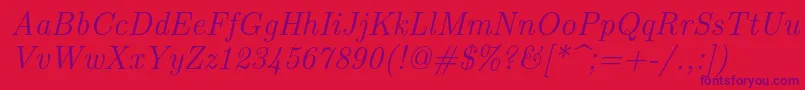 Шрифт Lmroman12Italic – фиолетовые шрифты на красном фоне