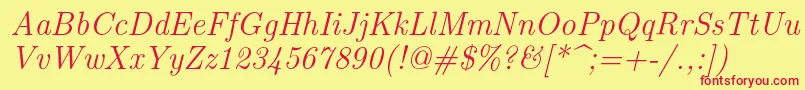 Police Lmroman12Italic – polices rouges sur fond jaune