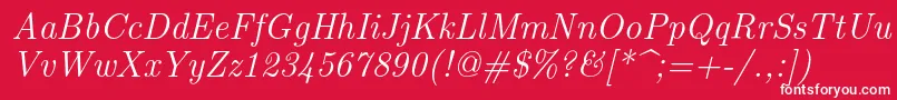 Lmroman12Italic Font – White Fonts on Red Background