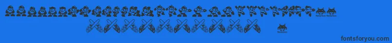 Megaman.Fontvir.Us-Schriftart – Schwarze Schriften auf blauem Hintergrund